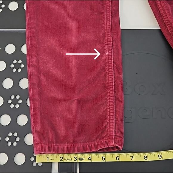 Re/Done Originals High Rise Straight Cropped Corduroy Jeans Burgundy | Women 24 - Picture 10 of 15